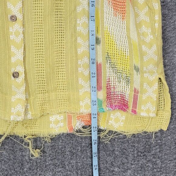 Urban Outfitters Shirt Womens L Yellow Short Sleeve Boxy Button Up Frayed Hem - Picture 4 of 11
